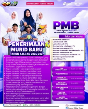 SMA Negeri 1 Tebing Tinggi Umumkan Kelulusan SPMB, Masih Tersisa Kuota